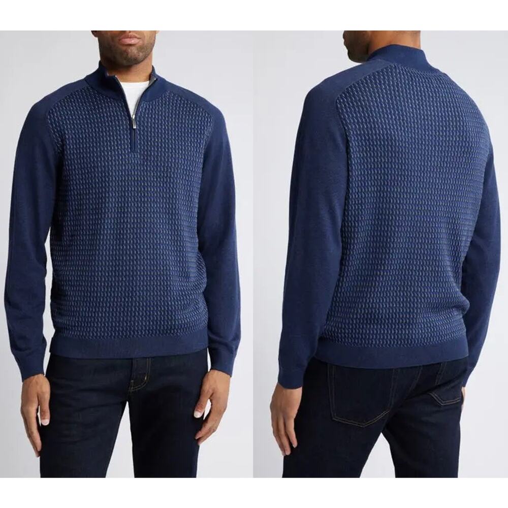 Tommy Bahama Men's Coastal Shores Quarter Zip Sweater Navy Sz 2XLT NEW